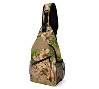 Unisexe Crossbody Bag Chiens De Prairie Mignons Sacoche Bandoulière Rétro Sac De Poitrine pour Randonnée, Courir, La Randonnée
