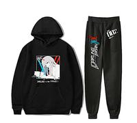 Unisexe Darling in The FRANXX Sweat à Capuche survêtements personnalité Anime Harajuku Pull Zero Two Sweat Pantalon 2 pièces/Ensemble