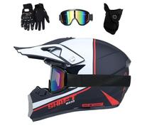 Unisexe Double Sport Casque Motocross, avec Lunettes Gants Masque, Jeunesse Intégral Hors Route Ville MTB VTT Moto Casque, Descente Enduro BMX Quad Vélo Tout-Terrain Casque(AA,XL/58-59CM)