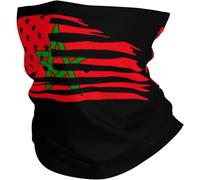Unisexe Écharpe Demi-Visage,Combinaison de Drapeaux du Maroc et de l'Amérique,Bande de Cheveux étanche à la poussière Tube Bandeaux pour Randonnée Vélo Jogging 26X30cm