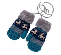 Unisexe Enfant Moufle avec Corde Gants en Peluche Mignon Motif de Flocon de Neige Mitaine Plein-doigt Gants de Ski Camping Extérieur Gloves Epais Confort pour Filles Garçons 3-8ans