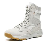 Unisexe Extérieur Mi-Mollet Imperméable Desert Bottes Bottes De Randonnée Respirant Camouflage Tactiques Bottes Militaires, White, 2.5 UK