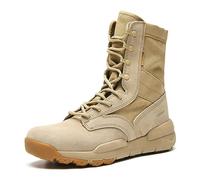 Unisexe Extérieur Mi-Mollet Imperméable Desert Bottes Bottes De Randonnée Respirant Camouflage Tactiques Bottes Militaires, Khaki, 4 UK