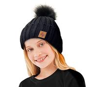 Unisexe Garçon Cable Fille Skullies Bonnets Bonnet Fourré Hiver pour Bonnet Ticoté avec Torsades Et Gros Pompon en Fourrure Plusieurs Coloris Taille Unique 4sold (Pink)