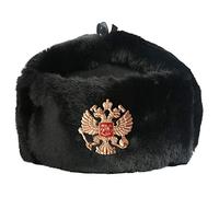 Unisexe Hiver Chapka Badge Soviétique Ushanka Hommes Hiver Bombardiers Chapeaux Pilote Oreillette Armée Trappeur Soldat Chapeau Russie Chapeau De Neige-Russie_Black