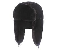 Unisexe Hiver Chapka Épais Bomber en Peluche Chapeau Chaud Hiver Chapeau pour Hommes Femmes Trappeur Trooper Chapeaux Oreille Protéger Russe Casquettes De Neige Oreillette Bonnet-Noir