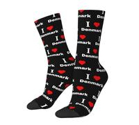 Unisexe Homme Chaussettes J'Aime Le Danemark Hommes Socquettes Confortables Chaussettes Courtes Pour Courir Cyclisme Basketball 40Cm