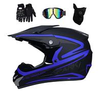 Unisexe Intégral Casque de Motocross, avec Lunettes Gants Masque, Jeunesse Enfant Hors Route Rue Moto Accident Casque, Downhill VTT MTB BMX Course d'enduro Quad Dirt Bike Casque(Gris,L/56-57CM)