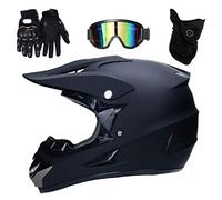Unisexe Intégral Casque Motocross, avec Gants Lunettes Masque, Jeunesse Enfant Enduro Hors Route Moto Casque, MTB VTT BMX Une Descente Quad Moto Cross Accident Casque, D.O.T Certifié ( Color : Black B