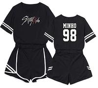 Unisexe Kpop Straykids T-Shirt & Short Set Stray Kids Crop Top & Short Bang Chan Changbin Hyunjin Han Felix Seungmin