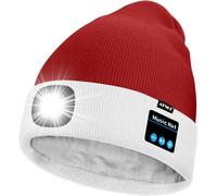 Unisexe Led Bluetooth Bonnet Lampe Frontale,Usb Rechargeable 4 Led Musique Parleur Chapeau De Course Lumière Chaud Polaire Doublée Tricot Bonnet Cadeaux Pour Hommes Et Femmes