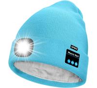Unisexe Led Bluetooth Bonnet Lampe Frontale,Usb Rechargeable 4 Led Musique Parleur Chapeau De Course Lumière Chaud Polaire Doublée Tricot Bonnet Cadeaux Pour Hommes Et Femmes[Z1628]