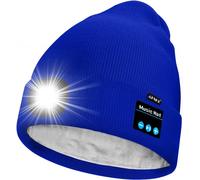 Unisexe Led Bluetooth Bonnet Lampe Frontale,Usb Rechargeable 4 Led Musique Parleur Chapeau De Course Lumière Chaud Polaire Doublée Tricot Bonnet Cadeaux Pour Hommes Et Femmes[Z1641]