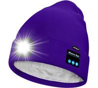 Unisexe Led Bluetooth Bonnet Lampe Frontale,Usb Rechargeable 4 Led Musique Parleur Chapeau De Course Lumière Chaud Polaire Doublée Tricot Bonnet Cadeaux Pour Hommes Et Femmes