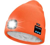 Unisexe Led Bluetooth Bonnet Lampe Frontale,Usb Rechargeable 4 Led Musique Parleur Chapeau De Course Lumière Chaud Polaire Doublée Tricot Bonnet Cadeaux Pour Hommes Et Femmes[Z1606]