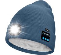 Unisexe Led Bluetooth Bonnet Lampe Frontale,Usb Rechargeable 4 Led Musique Parleur Chapeau De Course Lumière Chaud Polaire Doublée Tricot Bonnet Cadeaux Pour Hommes Et Femmes