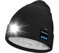Unisexe Led Bluetooth Bonnet Lampe Frontale,Usb Rechargeable 4 Led Musique Parleur Chapeau De Course Lumière Chaud Polaire Doublée Tricot Bonnet Cadeaux Pour Hommes Et Femmes[Z1642]