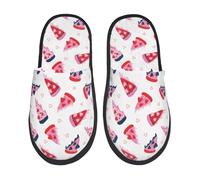 Unisexe Maison Slippers Jolie Pizza D'Amour Rose Chaussures De Maison Douce Chausson Hiver Pour Voyage, Spa, Hôtel M