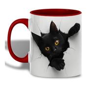 Unisexe Mug avec Cat Black Breaking Through Wall Design Rétro Mug Lait 330ML pour Bureau,Maison,Anniversaire,Travail