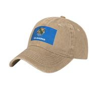 Unisexe - Oklahoma State Flag Printed Black Baseball Cap, Stylish Golf Dad Cap and Casual Trucker Cap, Naturel, taille unique