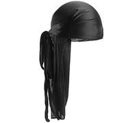 Unisexe Polyester Turban Cap Silky Durag Longue Queue Larges Bretelles Headwraps Lisse Dôme Pirate Cap Solide Couleur Motard Foulard Turban Pour Femmes Hommes