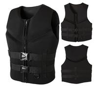Unisexe Portable Veste de Kayak en Néoprène Haute Flottabilité Taille Réglable pour Paddle Canoë Surf Plongée Sports Nautiques(Black,M58-70KG)