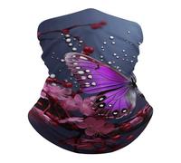 Unisexe Protection du Visage, Cache-Cou Papillon Prune Violet Multi-Usage Bandeau Magique pour Cyclisme Adulte Jogging