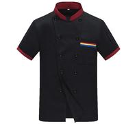 Unisexe Restaurant Chef Uniforme Chemise Manches Courtes Chef Veste Vêtements de Travail Manche Courte