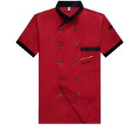 Unisexe Restaurant Chef Uniforme Chemise Manches Courtes Chef Veste Vêtements de Travail Manche Courte