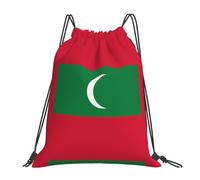 Unisexe Sac À Dos À Cordon Drapeau des Maldives Imprimé Sacs À Cordon Léger Sac D'École pour Femme École Yoga 36X42Cm