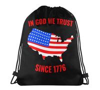 Unisexe Sac À Dos À Cordon en Dieu Nous Croyons Christianisme Patriotique 4 Juillet Drapeau des États-Unis Sacs De Sport À Cordon Imprimé Sac D'École pour Surf Yoga Voyage 36X42Cm