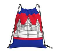Unisexe Sac à Dos à Cordon Imprimé du Drapeau du Cambodge Sacs à Cordon Imprimé Sac de Gym pour Decontracte Yoga Plage 36X42cm
