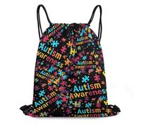 Unisexe Sac à Dos à Cordon Mois de Sensibilisation à l'Autisme Pochette à Cordon Moderne Gym Bag pour Yoga Surf Fitness 36X42cm