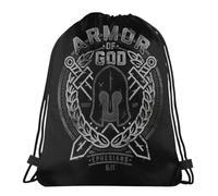 Unisexe Sac A Dos Cordon Armure De Dieu Christianisme Livre Verset Religieux Sacs À Cordonnet Léger Sac De Yoga pour Camping Voyage Femme 36X42Cm