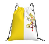Unisexe Sac A Dos Cordon Impression du Drapeau du Vatican Sacs À Cordon Sport Imprimé Sac De Piscine pour Gym Natation École 36X42Cm