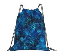Unisexe Sac A Dos Cordon Tortue De Mer Blue Print Sacs À Cordonnet Premium Sac De Natation pour Yoga Fitness Femme 36X42Cm