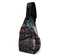 Unisexe Sac Cyclisme Italie Monuments Romains Antiques Nuit Crossbody Sac À Dos Casual Sling Sac De Poitrine Pour Vélo, Camping, Courir