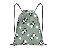 Unisexe Sac de Cordon Cœur d'amour Panda Animal Mignon Sacs à Cordonnet Moderne Sac de Sports pour École Plage Femme 36X42cm