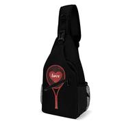 Unisexe Sacoche Bandoulière J'Aime Le Tennis Sling Sac De Poitrine Multifonctionnel Sling Bag Pour Vélo, Courir, La Randonnée