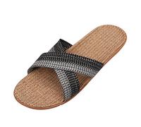 Unisexe Sandales Plates Couples Antidéparant Tongs d'Intérieur Maison Bureau en Lin Mules Sabots Slippers Eté Léger Chaussons Pantoufles Plage Piscine Chaussures Ouverts Confort,44/45 EU,Gris