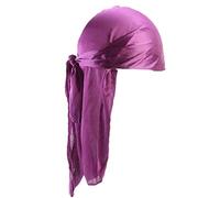 Unisexe Soie Turban Cap Durag Longue Queue Larges Bretelles Headwraps Chapeaux Couleur De La Tête Solide Wrap Pirate Cap