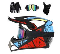 Unisexe Sports Extrêmes Casque de Motocross, Jeunesse Enfant Intégral MTB Hors Route VTT Scooter Moto Casques, Descente Enduro Courses BMX Dirt Bike Casque, avec Lunettes Gants Masque(AA,M/54-55CM)