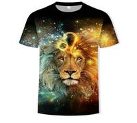 Unisexe T-Shirt 3D Animal Tiger Lion Imprimer Manches Courtes Pull Casual Tops Tees Vêtements S T1813