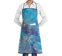Unisexe Tablier De Cuisine Mandala Artistique en Dentelle Blanche Et Fleurs Tablier De Cuisine pour Homme Et Femme Personnalisé Drôle Chef Tabliers, pour Anniversaire, Serveuse, Cuisson