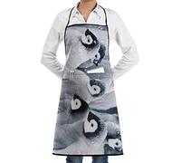 Unisexe Tablier De Cuisine Série De La Famille des Pingouins Tablier De Barbecue Imperméable Drôle Chef Tabliers, pour Barbecue, Cuisson, Jardinage