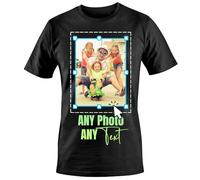 Unisexe Taille M - Personnalisé Fait Zoom & Découper Conception n'importe Quelle Photo Image Logo Texte Imprimé Chemises Couleurs Assorties T-Shirts Impression Au Dos - Noir