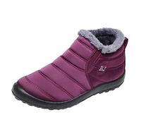 Unisexes Bottes Courtes,Popoti Bottes de Neige Femmes Hommes Bottines de Cheville Doublées D 'Hiver Chaudes et Plates Antidérapantes Bottines Chaussures Sport (Vin Rouge, 40)