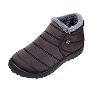 Unisexes Bottes Courtes,Popoti Bottes de Neige Femmes Hommes Bottines de Cheville Doublées D 'Hiver Chaudes et Plates Antidérapantes Bottines Chaussures Sport (Cafe, 40)