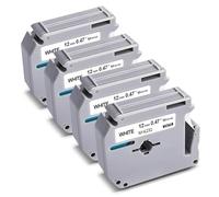 Unismar Ruban adhésif compatible avec Brother M-K231s 12 mm 0,47 blanc M-K231 MK-231 MK231 M231 1/2" pour PT-65 PT-M95 PT-85 PT-90 PT-70 PT-80 PT-45, noir sur blanc, 1,27 cm x 76,2 cm, 4 Paquet