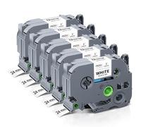 Unismar TZe-FX251 Lot de 5 rubans adhésifs flexibles de rechange pour TZe Flexible Label TZeFX251 FX251 24 mm 2,5 cm Noir sur blanc pour Brother P Touch PTD600 PT-P700 PT-2430PC PT-D600VP PT-D800W